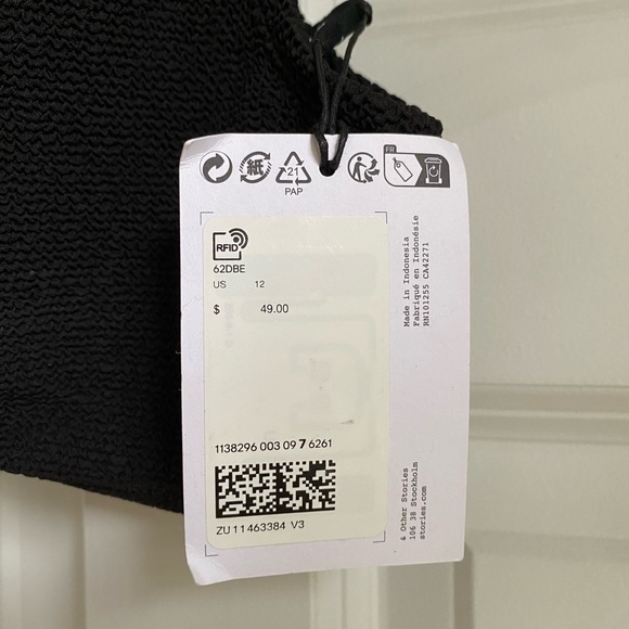 🆕 NWT & Other Stories Crepe Knot Bikini Top - Black - Picture 8 of 8